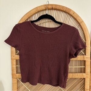 American Eagle Waffle Cropped T-Shirt